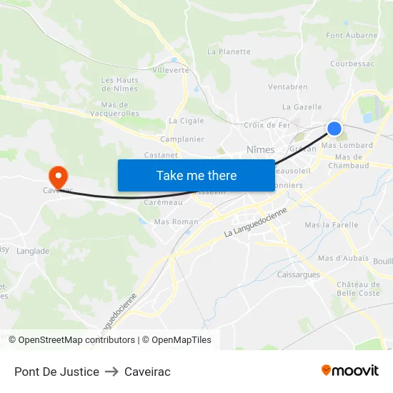 Pont De Justice to Caveirac map