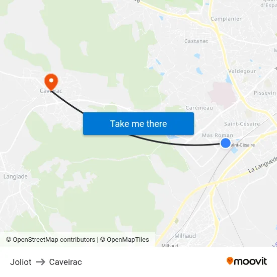 Joliot to Caveirac map