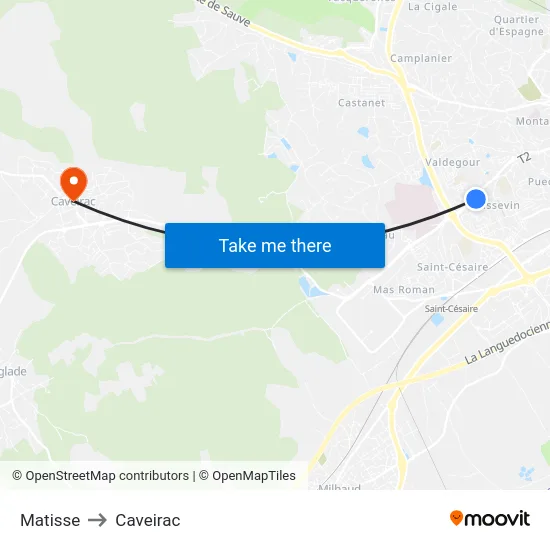 Matisse to Caveirac map