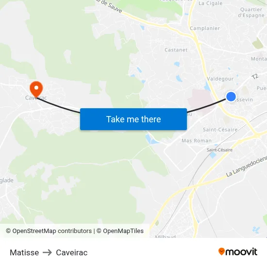 Matisse to Caveirac map