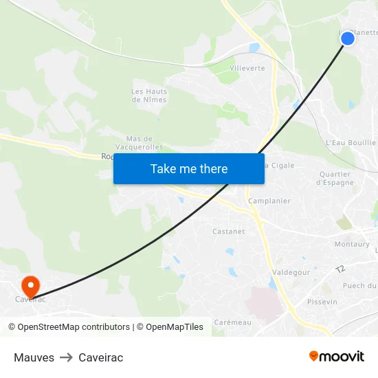 Mauves to Caveirac map