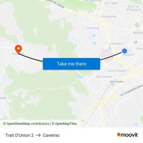 Trait D'Union 2 to Caveirac map