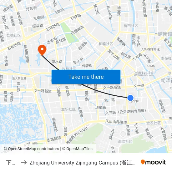 下宁桥 to Zhejiang University Zijingang Campus (浙江大学紫金港校区) map