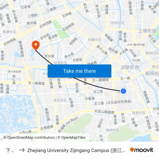 下宁巷 to Zhejiang University Zijingang Campus (浙江大学紫金港校区) map