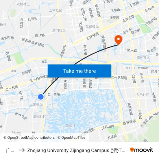广福寺 to Zhejiang University Zijingang Campus (浙江大学紫金港校区) map