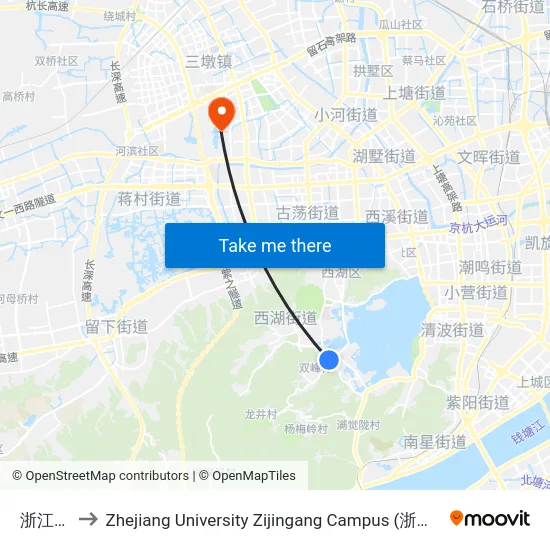 浙江宾馆 to Zhejiang University Zijingang Campus (浙江大学紫金港校区) map