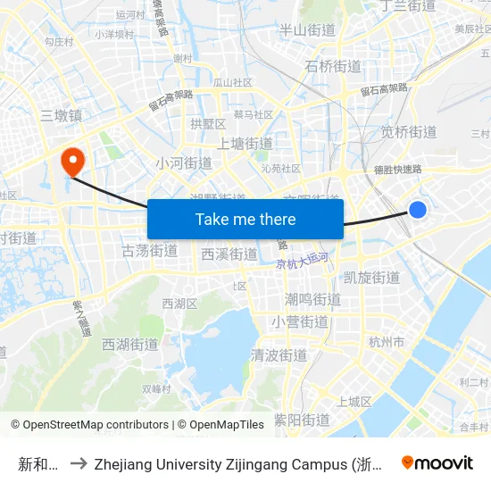 新和嘉苑 to Zhejiang University Zijingang Campus (浙江大学紫金港校区) map