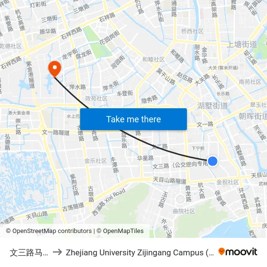 文三路马塍路口 to Zhejiang University Zijingang Campus (浙江大学紫金港校区) map
