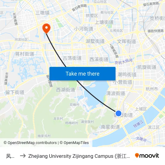 凤山门 to Zhejiang University Zijingang Campus (浙江大学紫金港校区) map