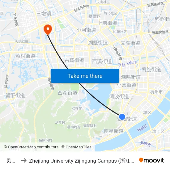 凤山门 to Zhejiang University Zijingang Campus (浙江大学紫金港校区) map