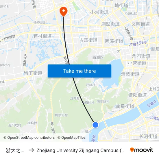 浙大之江校区 to Zhejiang University Zijingang Campus (浙江大学紫金港校区) map