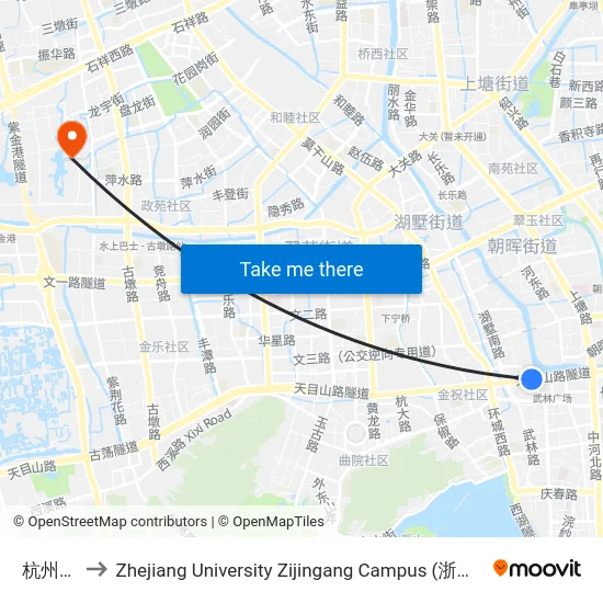 杭州大厦 to Zhejiang University Zijingang Campus (浙江大学紫金港校区) map