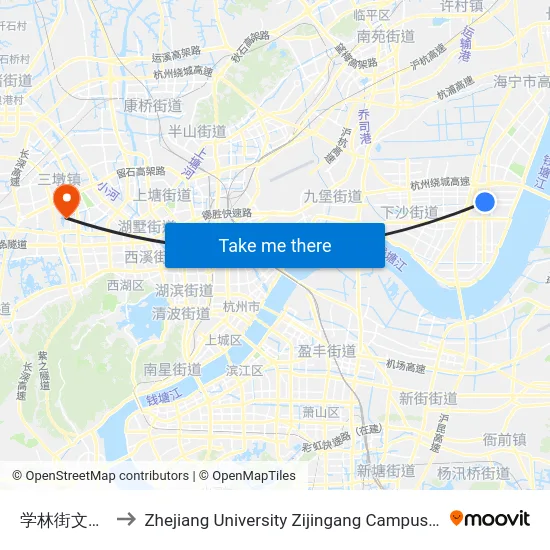 学林街文海南路口 to Zhejiang University Zijingang Campus (浙江大学紫金港校区) map