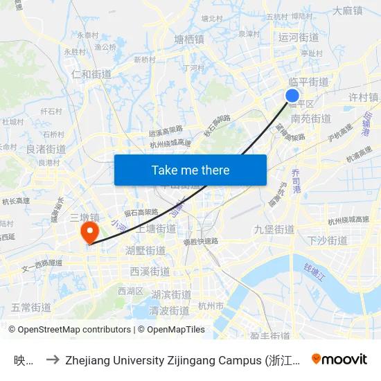 映荷路 to Zhejiang University Zijingang Campus (浙江大学紫金港校区) map