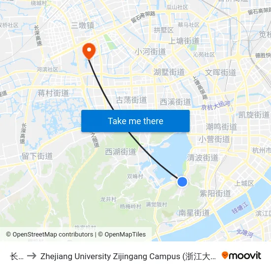 长桥 to Zhejiang University Zijingang Campus (浙江大学紫金港校区) map