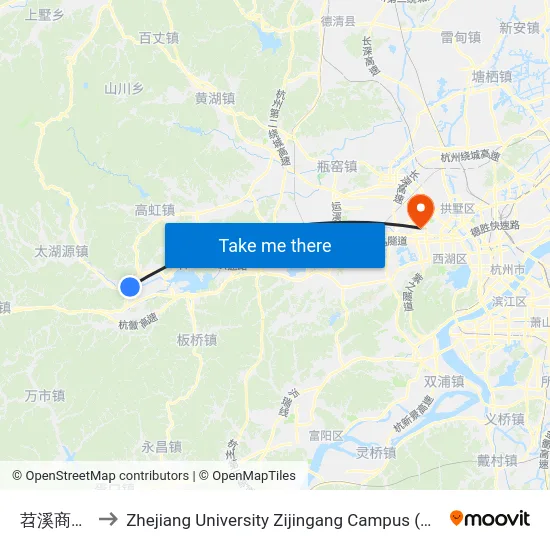 苕溪商业中心 to Zhejiang University Zijingang Campus (浙江大学紫金港校区) map