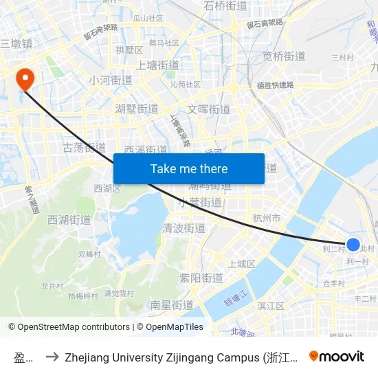 盈丰路 to Zhejiang University Zijingang Campus (浙江大学紫金港校区) map