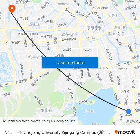 定安路 to Zhejiang University Zijingang Campus (浙江大学紫金港校区) map