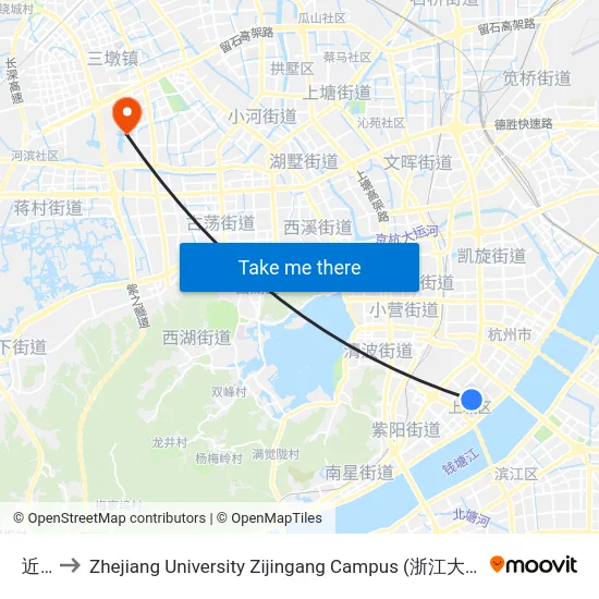 近江 to Zhejiang University Zijingang Campus (浙江大学紫金港校区) map