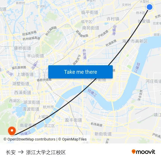 长安 to 浙江大学之江校区 map