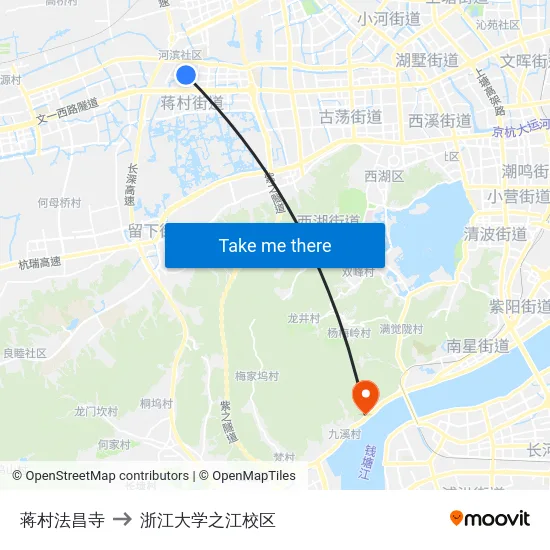 蒋村法昌寺 to 浙江大学之江校区 map