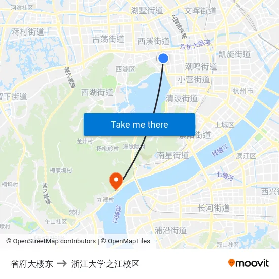 省府大楼东 to 浙江大学之江校区 map