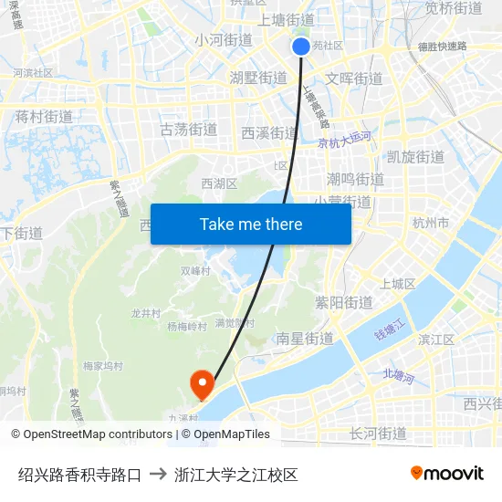 绍兴路香积寺路口 to 浙江大学之江校区 map