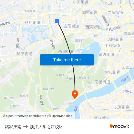骆家庄南 to 浙江大学之江校区 map