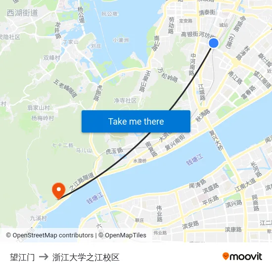 望江门 to 浙江大学之江校区 map