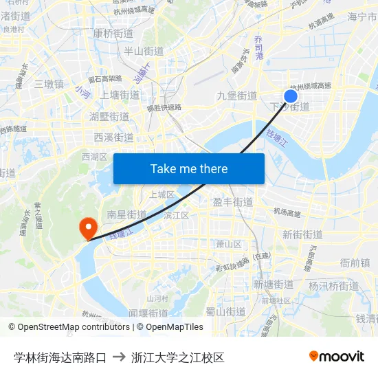 学林街海达南路口 to 浙江大学之江校区 map