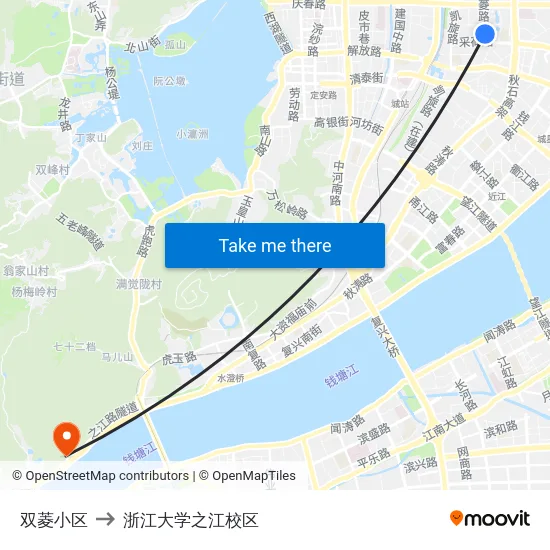 双菱小区 to 浙江大学之江校区 map