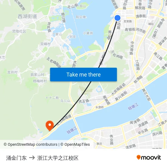 涌金门东 to 浙江大学之江校区 map
