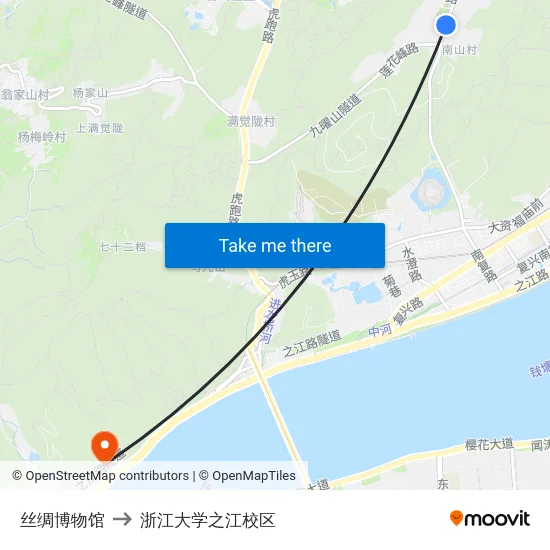 丝绸博物馆 to 浙江大学之江校区 map