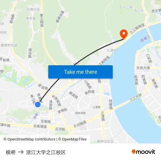 横桥 to 浙江大学之江校区 map