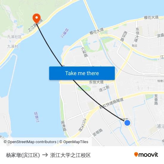 杨家墩(滨江区) to 浙江大学之江校区 map