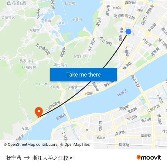 抚宁巷 to 浙江大学之江校区 map
