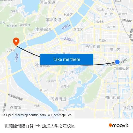 汇德隆银隆百货 to 浙江大学之江校区 map