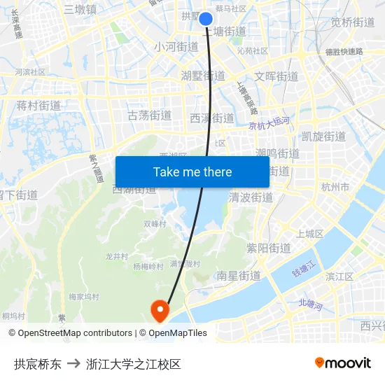 拱宸桥东 to 浙江大学之江校区 map