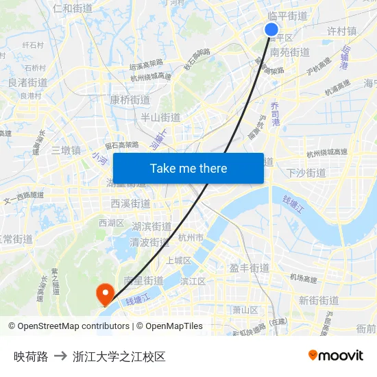 映荷路 to 浙江大学之江校区 map