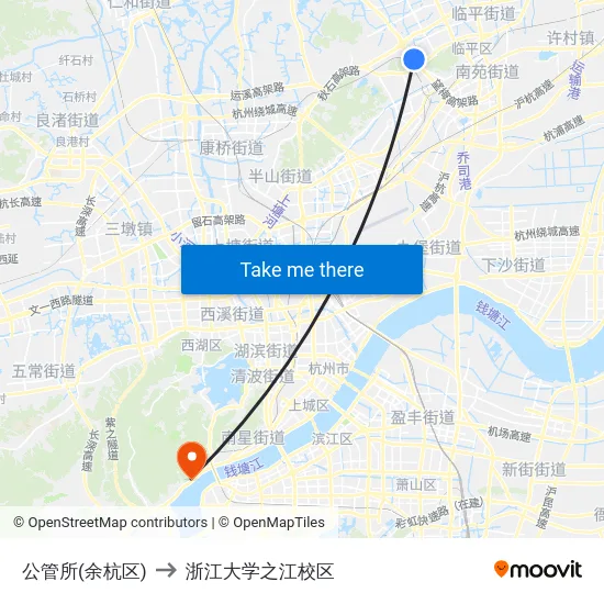 公管所(余杭区) to 浙江大学之江校区 map