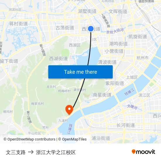 文三支路 to 浙江大学之江校区 map