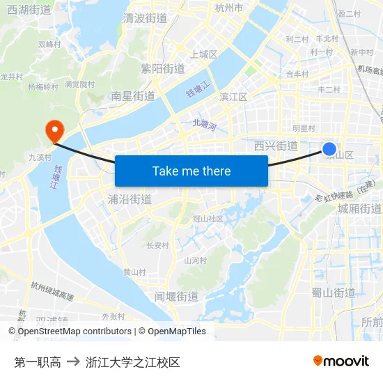 第一职高 to 浙江大学之江校区 map