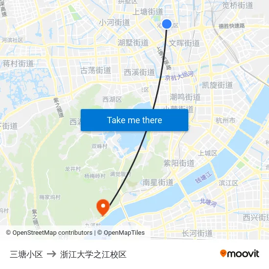 三塘小区 to 浙江大学之江校区 map