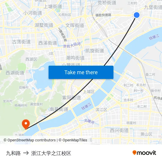 九和路 to 浙江大学之江校区 map