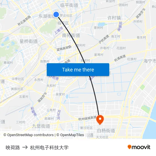 映荷路 to 杭州电子科技大学 map