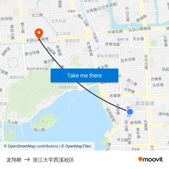 龙翔桥 to 浙江大学西溪校区 map