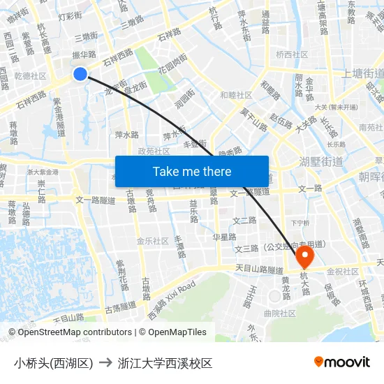 小桥头(西湖区) to 浙江大学西溪校区 map
