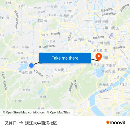 叉路口 to 浙江大学西溪校区 map