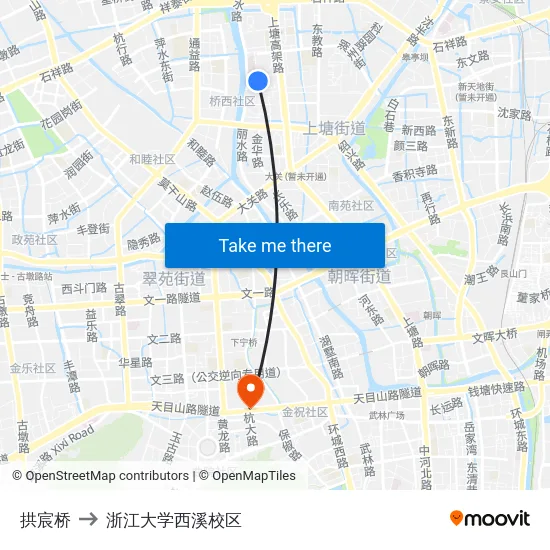 拱宸桥 to 浙江大学西溪校区 map