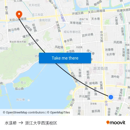 水漾桥 to 浙江大学西溪校区 map